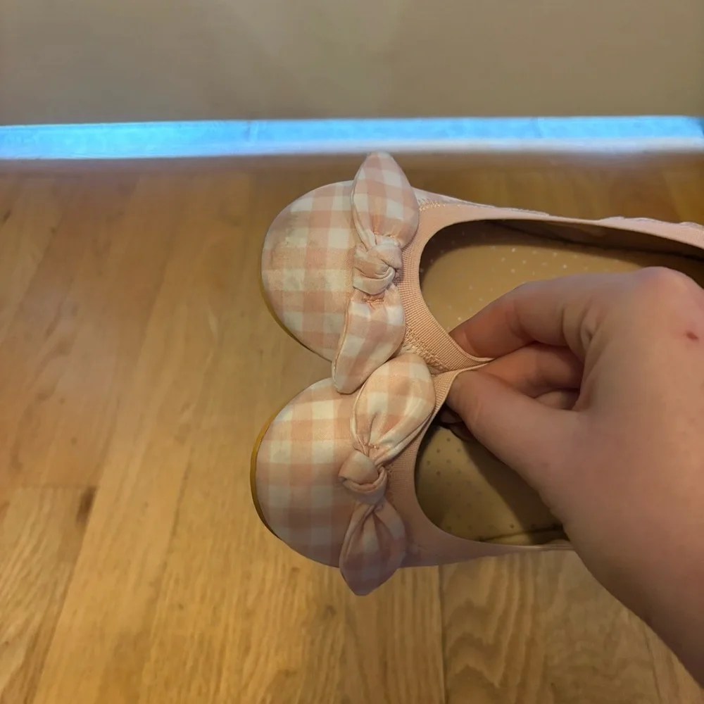 Nordstrom Rack Pink Gingham Bow Ballet Flats Shoes Sz 1